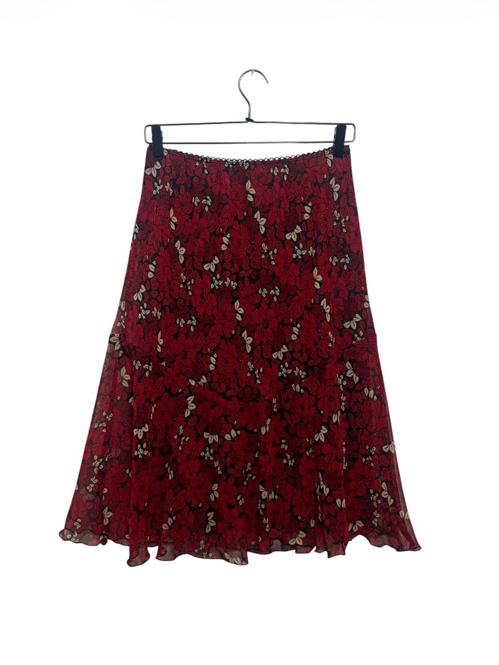 B.I.Y.A.Y.C.D.A. Red Floral A-Line Skirt